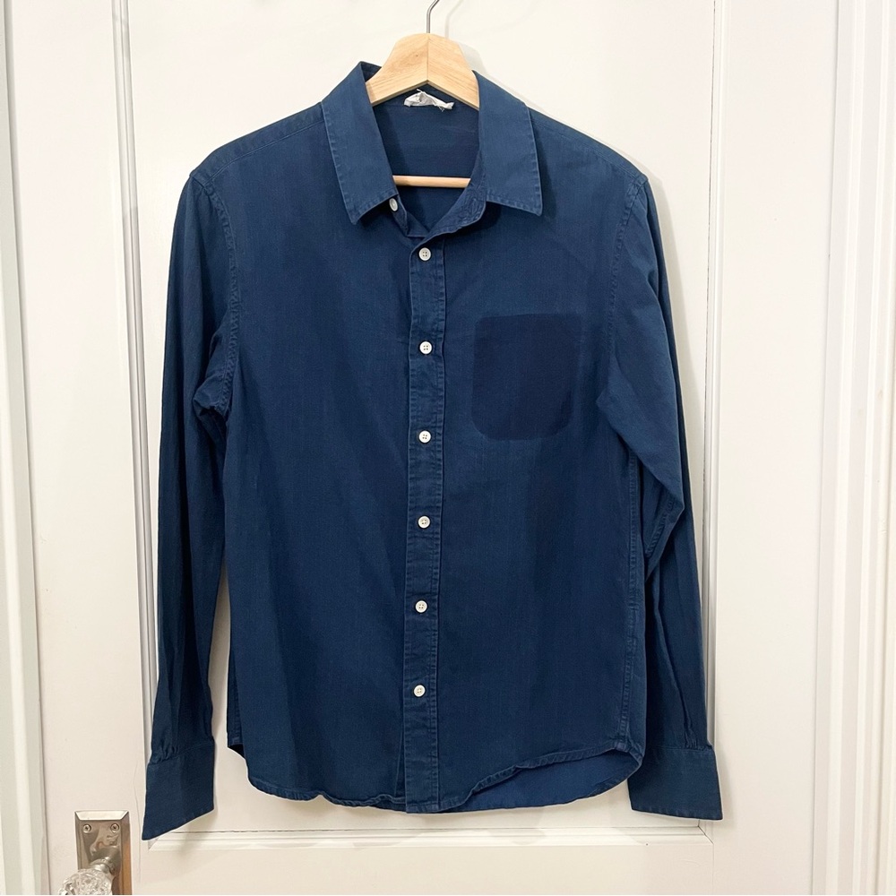 Frame Denim Blue Cotton Button Up Shirt S